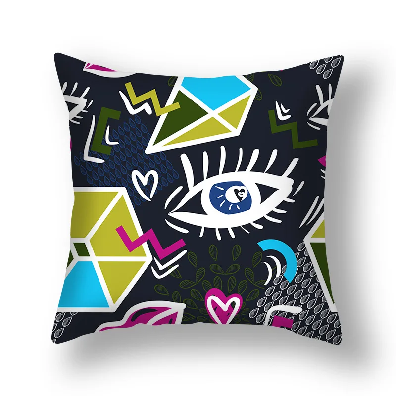 

cushion cover 45*45 Doodle hand drawn eyes Sofa cushions Pillow cases Polyester pillowcase home decor pillow covers kd-0168