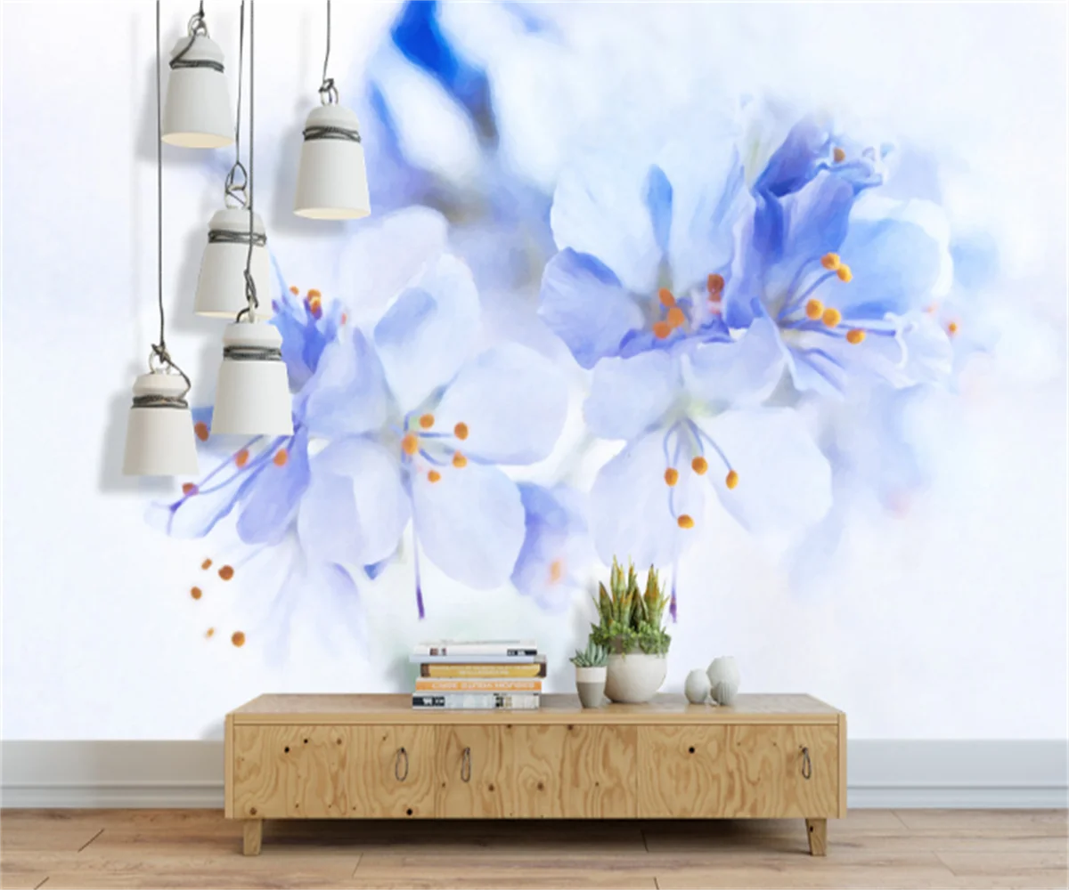 

Nordic style beautiful flower purple simple background wall stickers custom 3d any size wallpaper mural papel de parede 3d