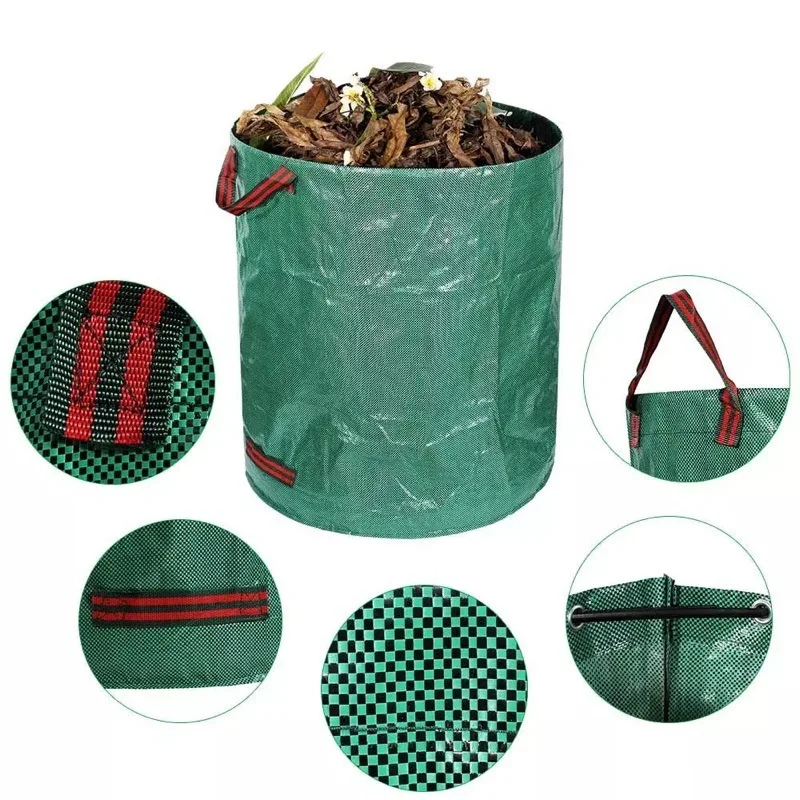

Large Capacity Heavy Duty Garden Waste Bag Durable Reusable Waterproof PP Yard Leaf Weeds Grass Container Storage Bag