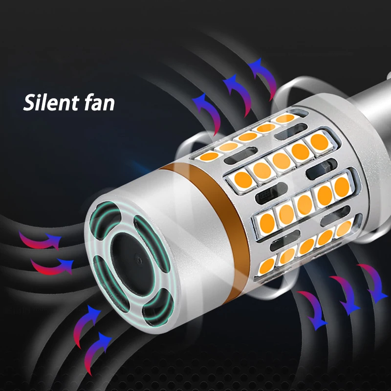Car LED Light 1156 3156 7440 45SMD Decoding Turn Signal Brake with Fan to Prevent Stroboscopic Accessories | Автомобили и