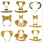 Детская повязка на голову с ушками животных для вечевечерние для мальчиков и девочек Тигр кошачий хвост галстук-бабочка для вечерние ринки детский день рождения Пасхальный костюм для косплея