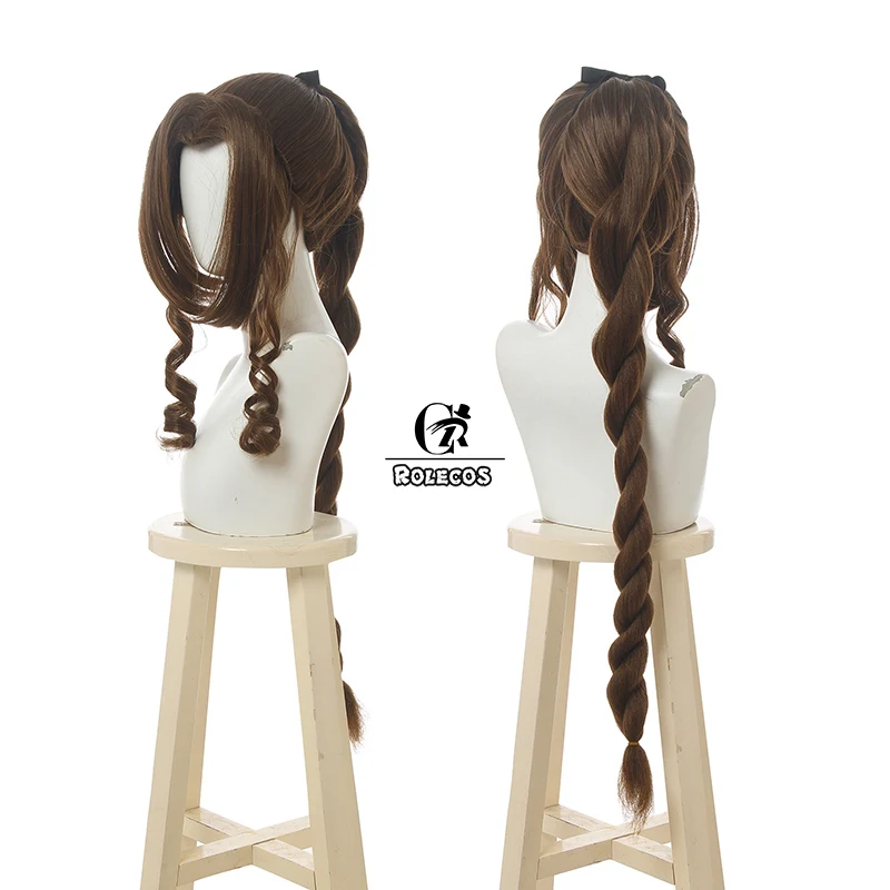 Парик для косплея ROLECOS Game FF VII 7 длинный синтетический парик Aerith gainsfun FF7 Aeris