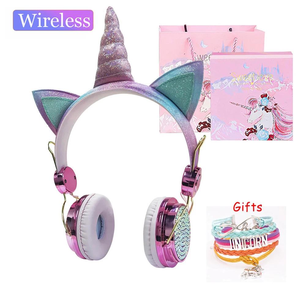 Wireless Headphones with Mic Cute Unicorn Bluetooth 5.0 Music Stereo for Children Gamer Girl ​Cellphone PC Gaming Headset Gifts