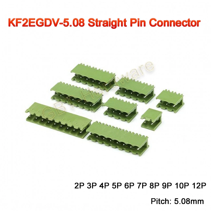 

10／20／50／100PCS KF2EDGK Straight Pin Socket 2P 3P 4P 5P 6P 7P 8P 9P 10P 12P Pitch 5.08mm Plug Connector For KF2EDGK Plug 10A