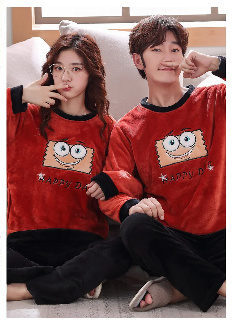 Зимняя фланелевая теплая парная Пижама, комплект для мужчин, пижамы для мужчин с милым мультяшным принтом, пижама из кораллового флиса, пижама для влюбленных, домашняя одежда