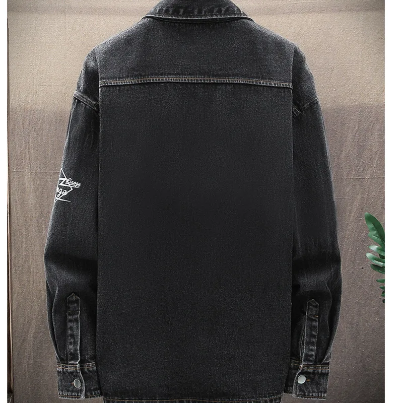 #4728 весна-осень черная синяя джинсовая рубашка мужская хлопок в Корейском стиле с