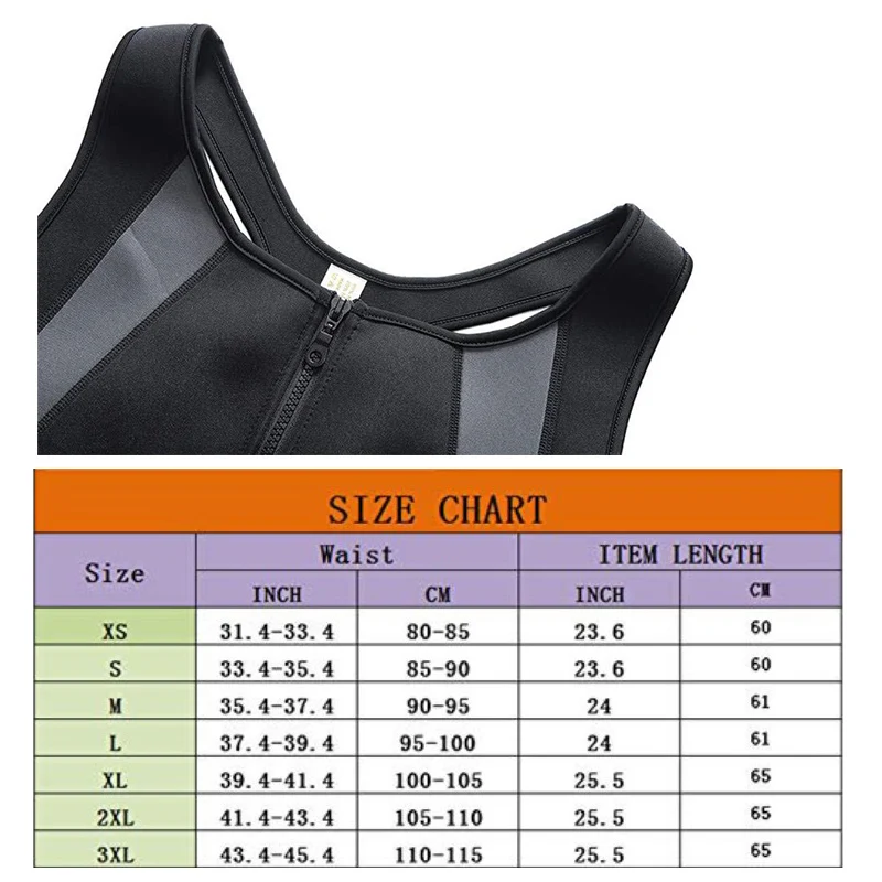 

Tank Tops Men Shaper Sauna Vest Bodybuilding Waist Trainer Fitness Workout Gym Neoprene Zipper Vest Body Shaper Vest Shapewear