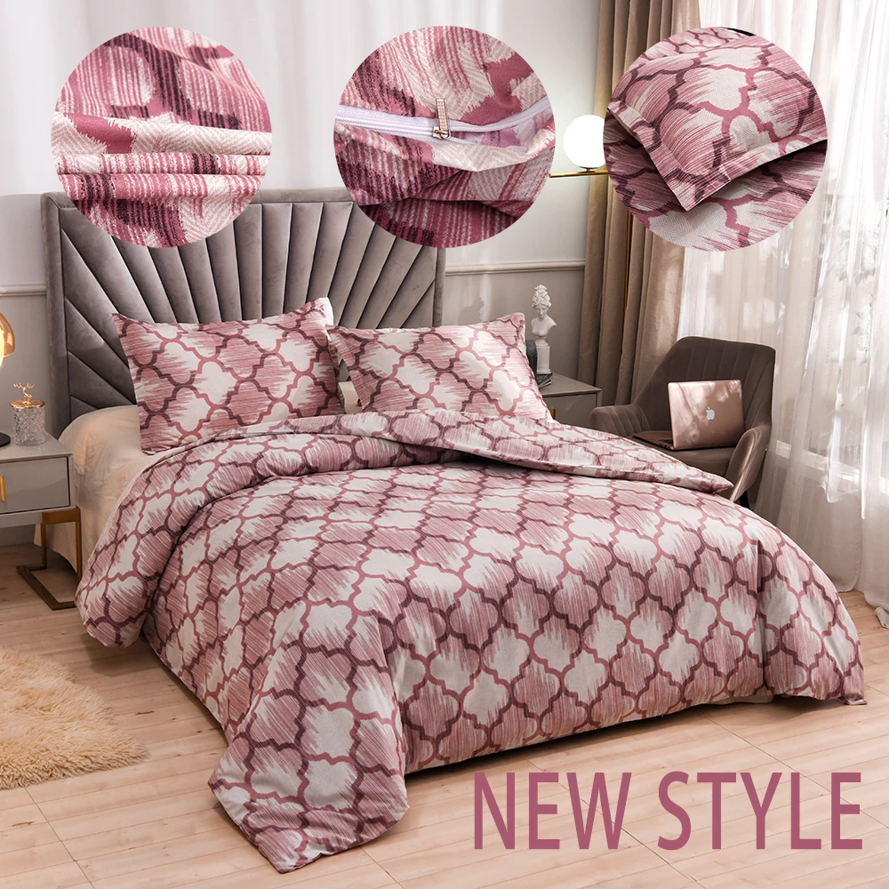 

Bedding Set Quilt Cover Set Bed Set 2-3pcs Queen King Duvet Cover+pillowcase pink green grey brown queen king size