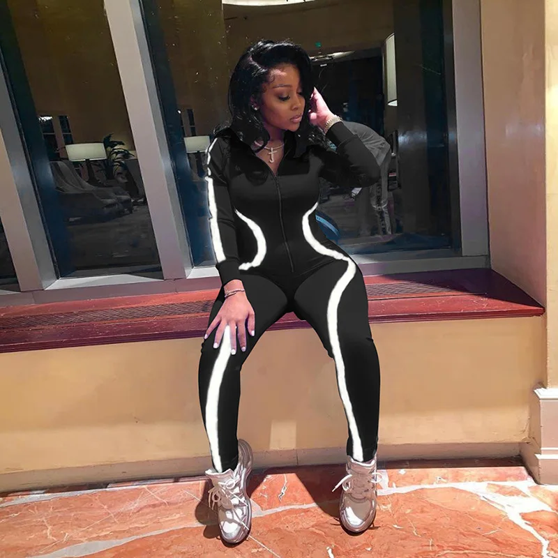 Женский комбинезон с V образным вырезом длинным рукавом|Женские комбинезоны| |