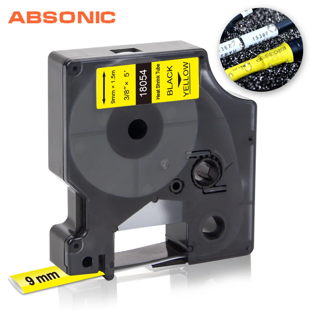 

Absonic 18054 18053 черного цвета на цвет: желтый, белый терм усадочная трубка для запечатанных лент 9 мм совместимый с DYMO Rhino этикетировщик 5200 6000 4200 ...