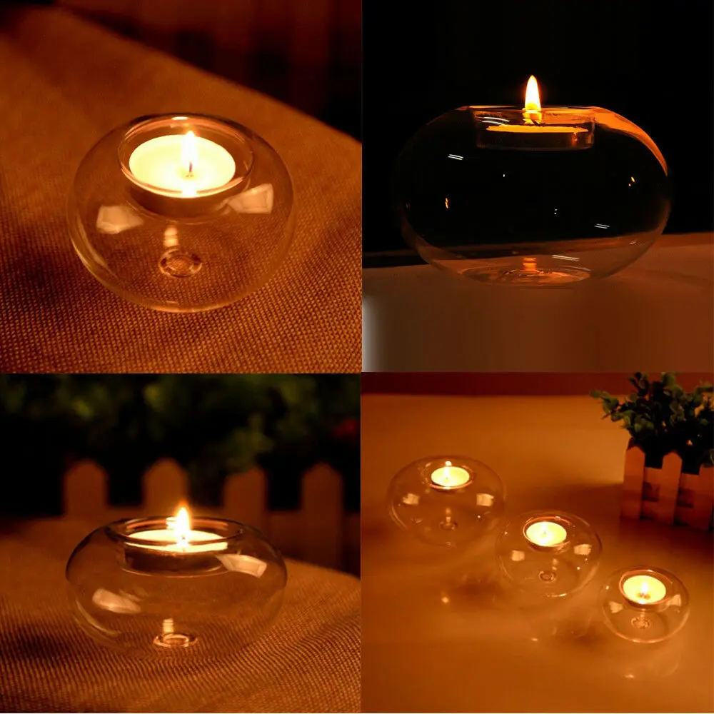 Круглые полые стеклянные подсвечники подсвечник для украшения обеденного дома