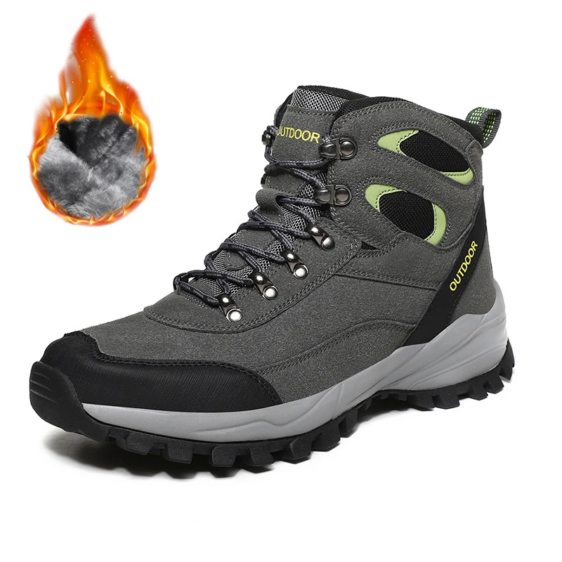 

Winter Warm Men Boots Anti-Skidding Men Sneakers Walking Footwear Fashion Outdoor Male Hiking Boots Work Shoes Durable Outsole
