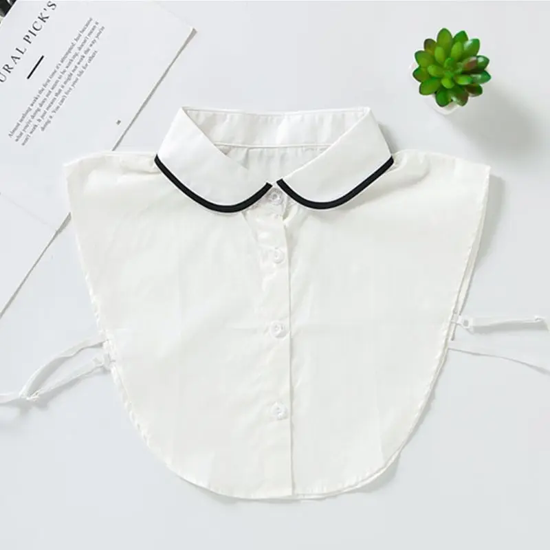 Женский зимний осенний черный круглый лацкан поддельный воротник на пуговицах