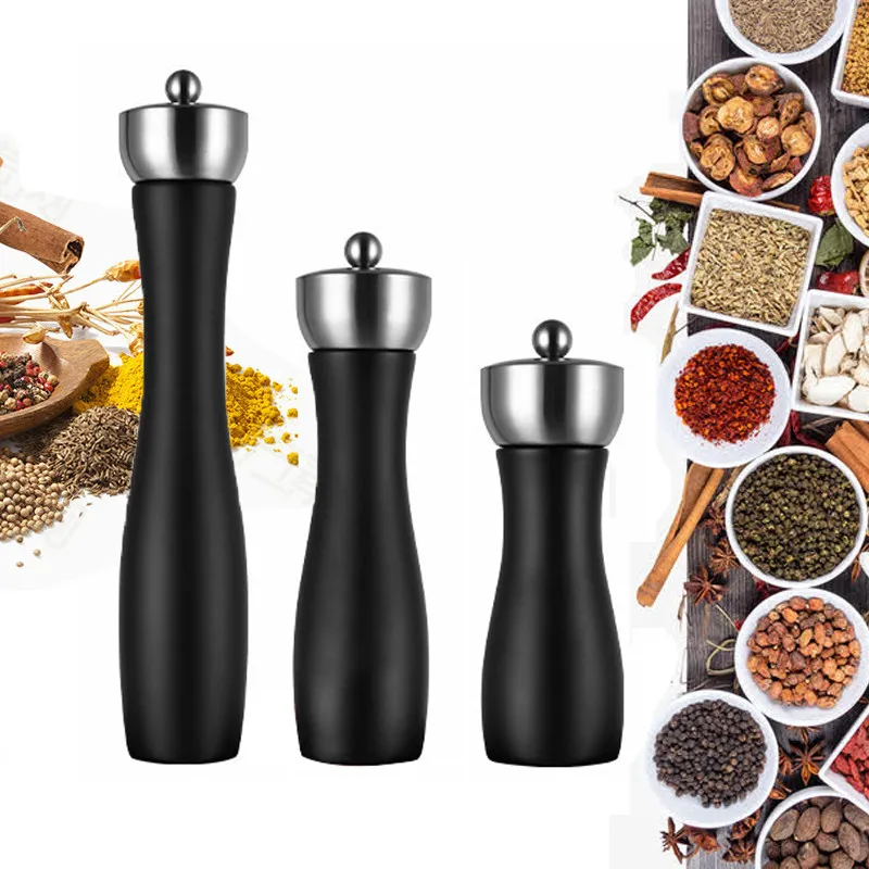 

6" 8" 12" Salt and Pepper Grinder, Solid Wood Spice Pepper Mill with Strong Adjustable Ceramic Grinder Kitchen Cooking Tools
