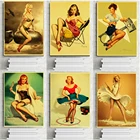 Привлекательная фотобумага в стиле второй мировой войны, ретро, из крафт-бумаги, для дома, гостиной, Настенный декор, постер с сексуальной девушкой