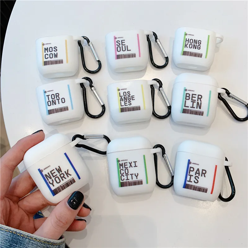 Чехол Funny Travel City для AirPods роскошный белый чехол Bluetooth гарнитуры защитный Air pods 2