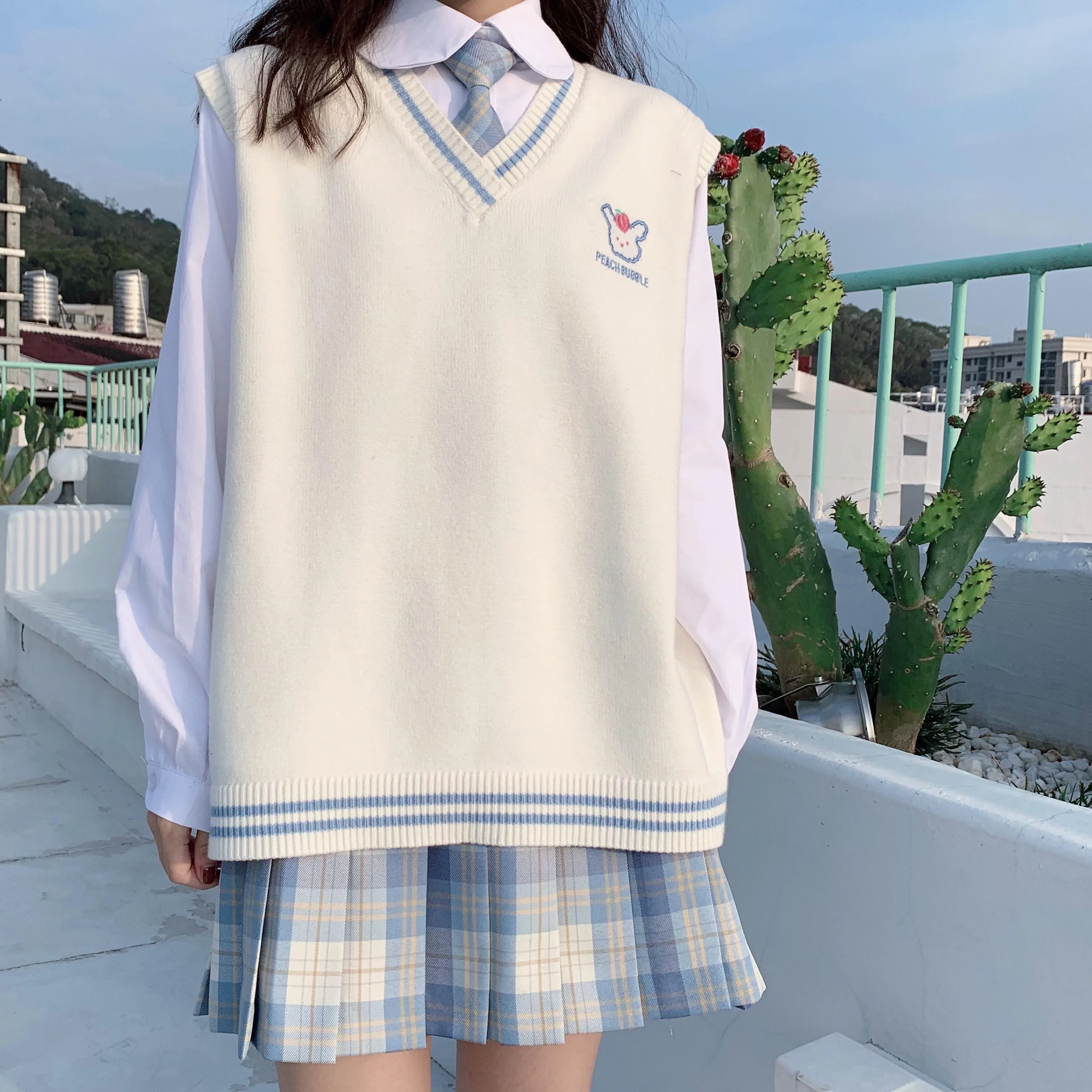 Chaleco de uniforme japonés bordado JK para niña, suéter británico de punto, Princesa, fiesta de té, otoño y primavera
