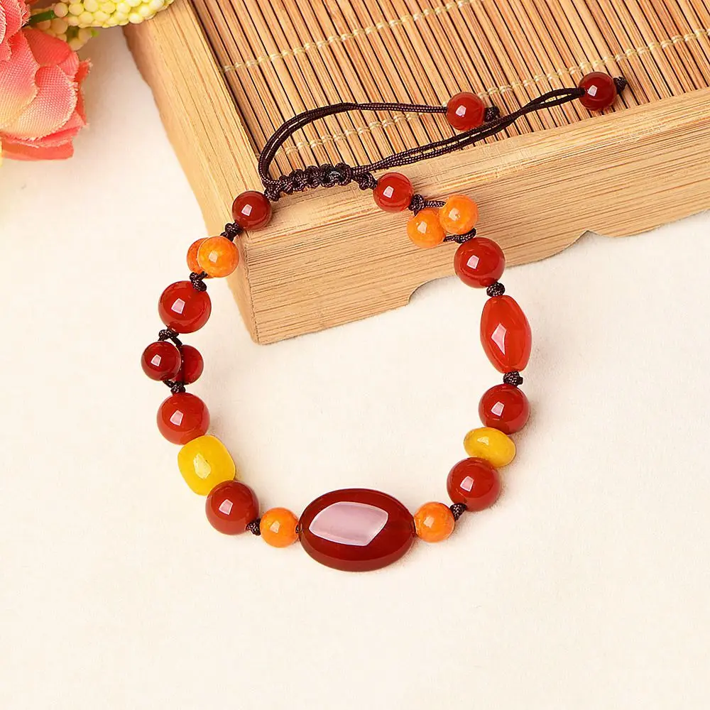 

Red Agate Women Hand Bracelet Health Lucky Adjustable Bead Jewelry Gift