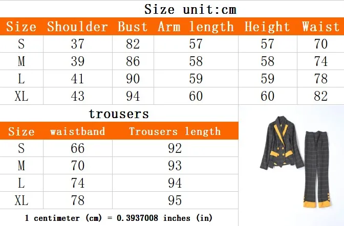 Vogue of new of autumn winters commuter plaid suit color matching collar suit collect waist feet nine minutes of pants