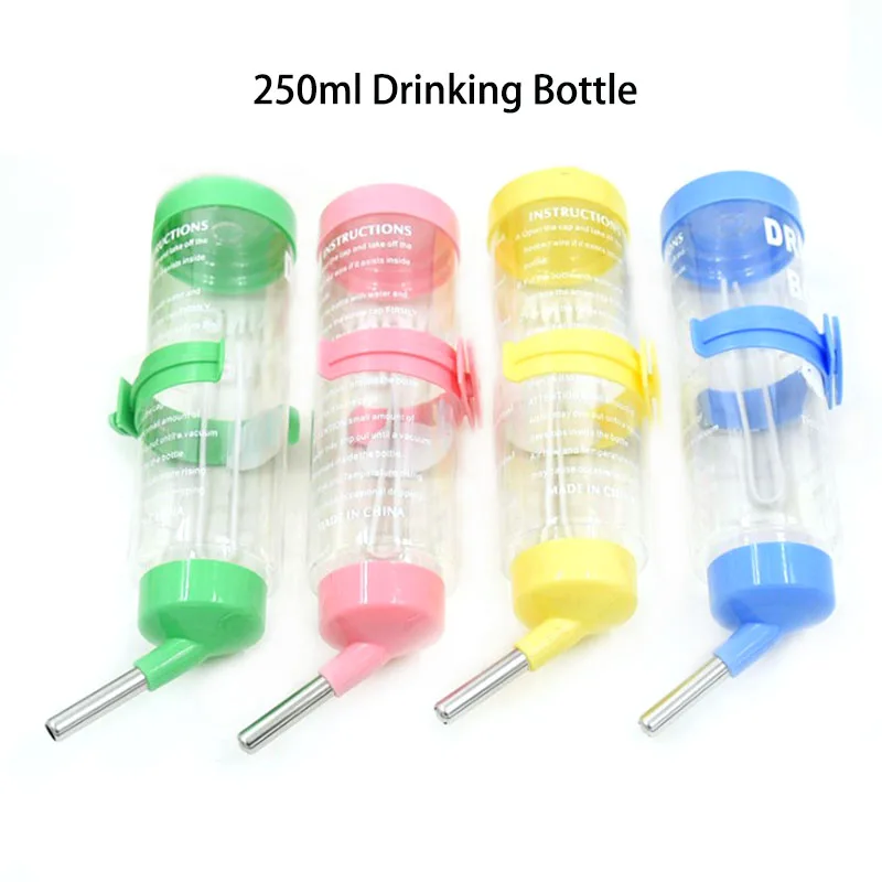 

60ml/80ml/125ml/250ml Plastic Small Pets Water Drinking Bottle Feeder Hamster Rat Pet Dispenser Feeder Cage Hangable Bottles New