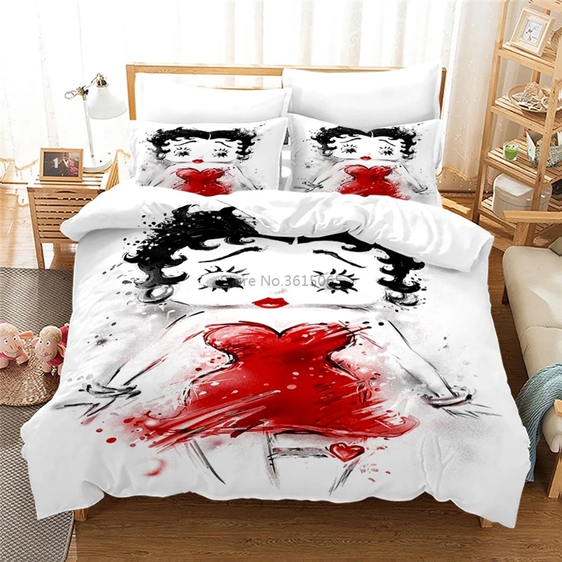 

Red Betty Boop Love Sexy Lady Bedding Set Printed 3d Duvet Cover Set with Pillowcase Twin Full Queen King Comforter Cover 2/3pcs
