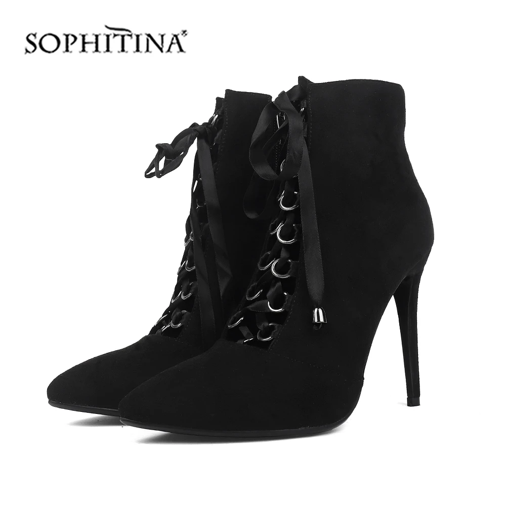 Женские ботильоны с острым носком SOPHITINA элегантные туфли на высоком тонком