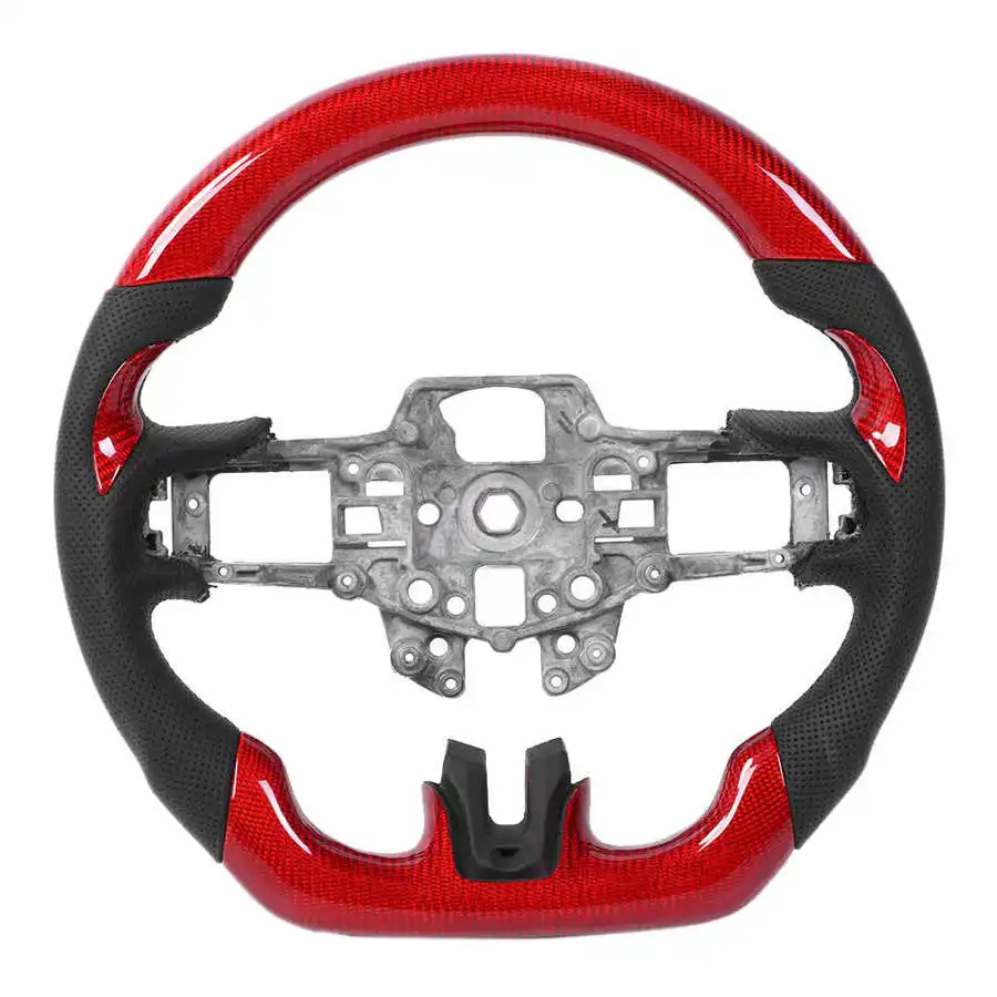 

Рулевое колесо из красного углеродного волокна, предварительно заформированная кожа с черной строчкой для Ford Mustang V6 EcoBoost GT 2015 2016 2017
