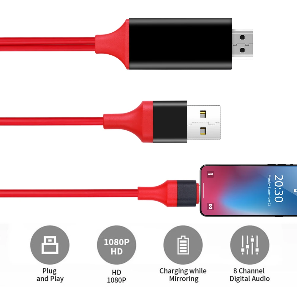1,8 м 8-контактный HDMI кабель HD 1080P HDMI конвертер USB кабель для HDTV аудио адаптер видео Дисплей для iPhone 8 7 6 для IOS