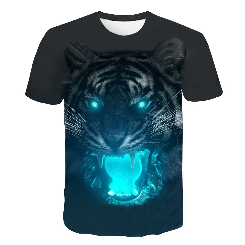 

Brand New Men's T-shirt 3D Printing Animal Domineering Three-dimensional Tiger T-shirt Summer Funny Design Casual Short Sleeves