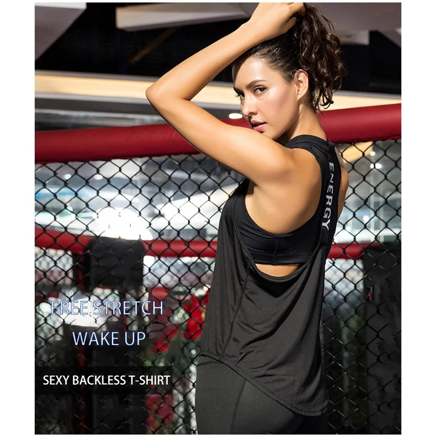 Женский спортивный жилет фитнес Йога бег Т образный полый задний слинг сжигание
