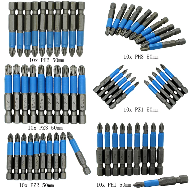 

Non Slip Electric Hex Shank Magnetic Screwdriver Bit Set Single Head PH1-PZ3 Set
