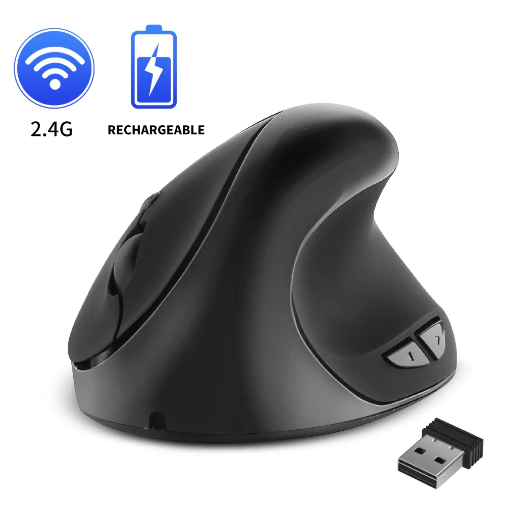 

Перезаряжаемая оптическая компьютерная игровая мышь беспроводная эргономичная Вертикальная мышь USB 1600 DPI 6 кнопок маленькая ручка ноутбук ...