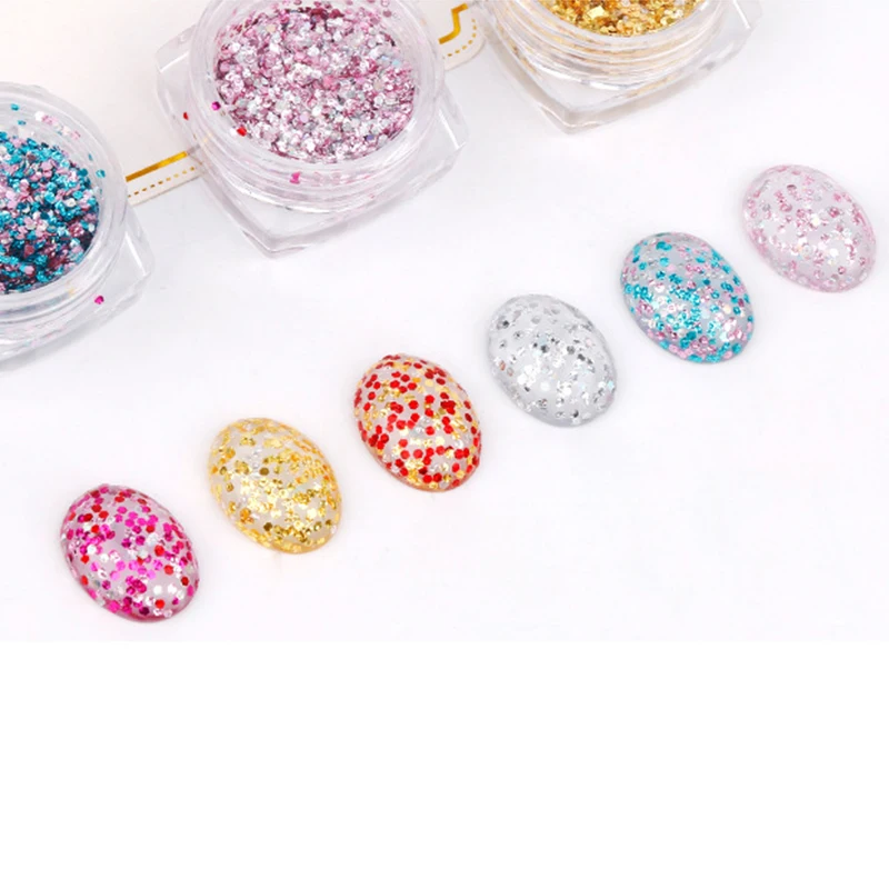 Блестящие хлопья для ногтей 12 коробок 3D шармы смешанные цвета сердце золотая