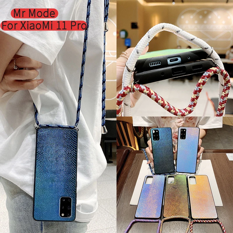 

Fashion Lanyard Protective Cover Snake Leather Hard Shell Phone Cases For XiaoMi Note 11 10 10T Pro Ultra For XiaoMi Poco X3 NFC