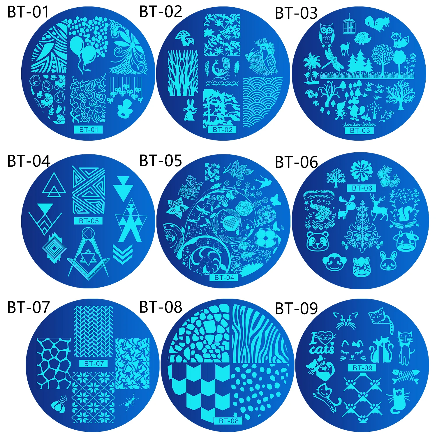 Biutee 30 шт./компл. пластины для штамповки ногтей набор геометрических цветов