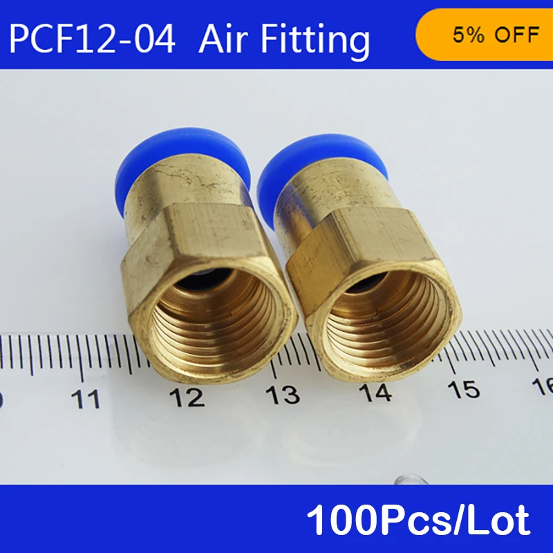 

Free shipping 100 pcs BSPT PCF12-04, 12mm to 1/2' Pneumatic Connectors Female straight one-touch fittings