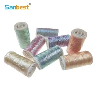 sanbest metallic discolor weaving thread 3 strands 100m jewellery string for tatting diy pearl luster stitch crochet threads