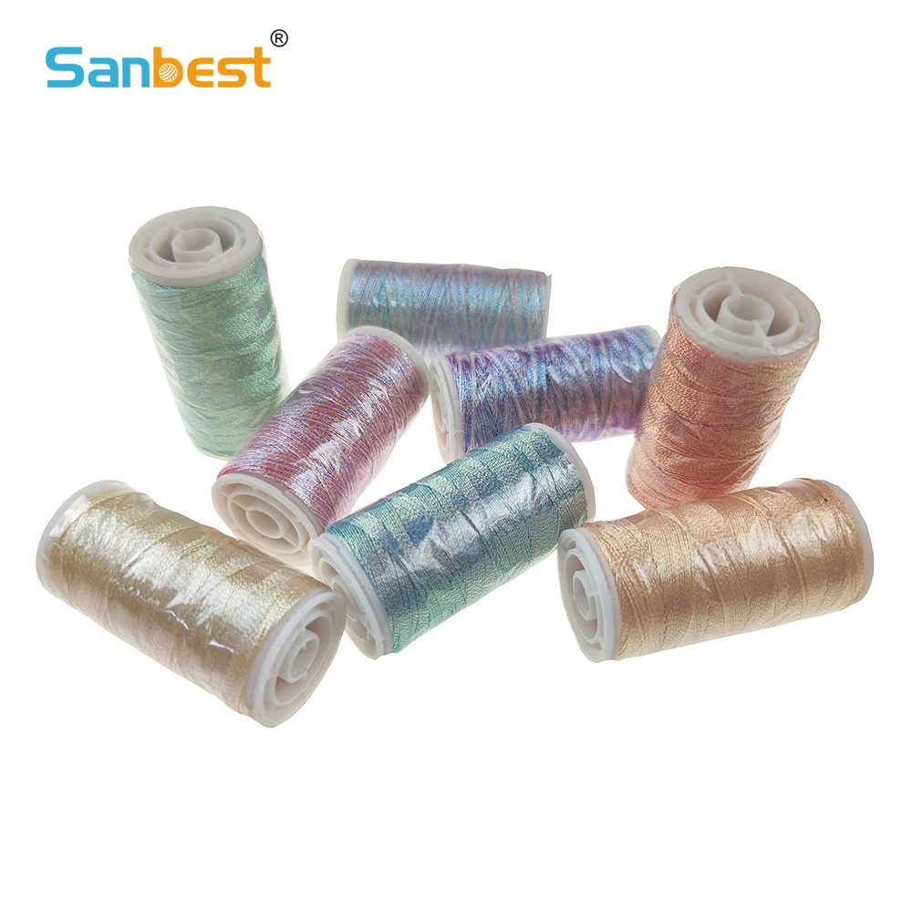 Sanbest металлическая плетеная нить, 3 нити, 100 м, ювелирная нить для татуировки «сделай сам», жемчужные блестящие нитки для вязания крючком - изображение