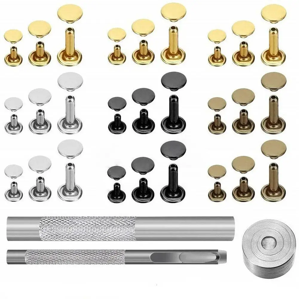 

840Pcs Double Cap Rivet Boxed Metal rivets for Leather Craft Bag Belt Clothing Garment Shoes Pet Collar Decor Leather accessorie