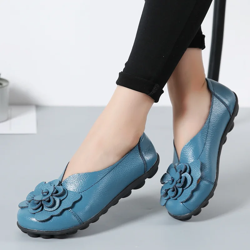 

Genuine Leather Shoes Women Ballet Flats Summer Loafers Mocassin Femme Ladies Flat Loafer Casual Shoes Slip On Zapatos Mujer