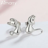 aimarry 925 sterling silver charm kitten earring for women party gifts wedding anniversary fashion jewelry