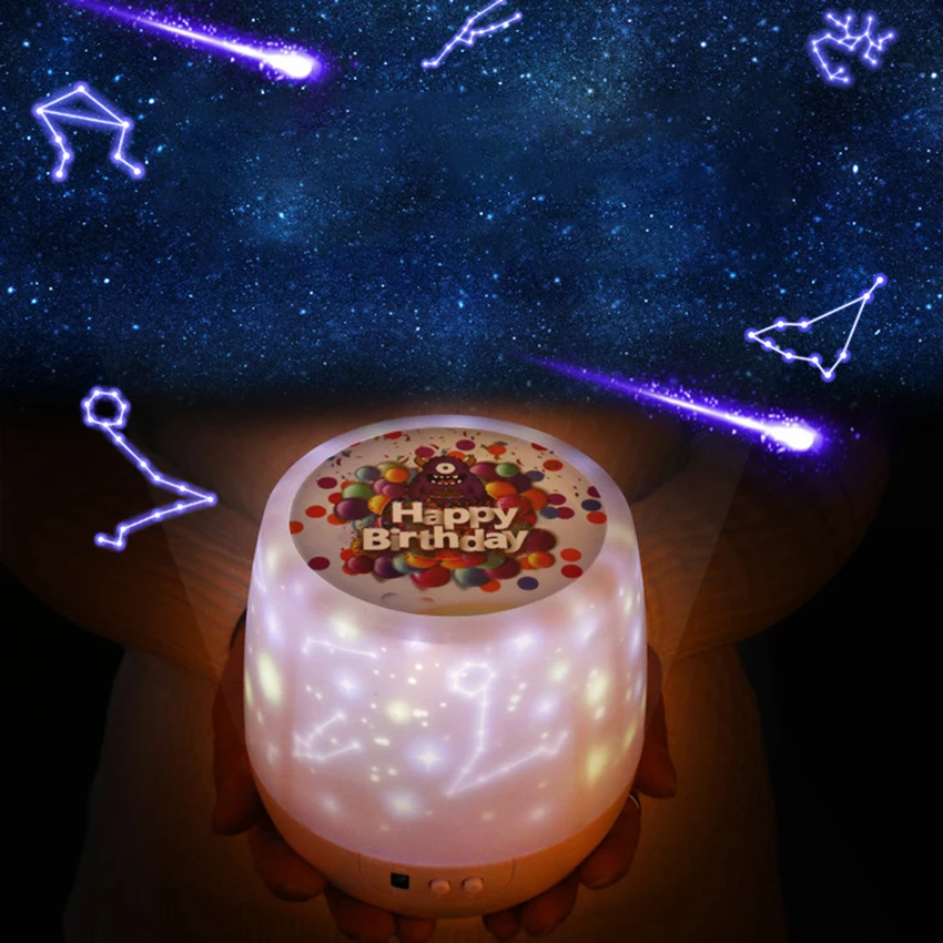 Star Moon Birthday Projector Night Lights with 3 Light Color 6 Projecting Patterns Ceiling for Bedroom Decoration | Освещение