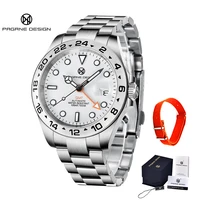 pagrne design 2021 new top brand gmt watch men automatic mechanical watch sapphire stainless steel waterproof clock reloj hombre