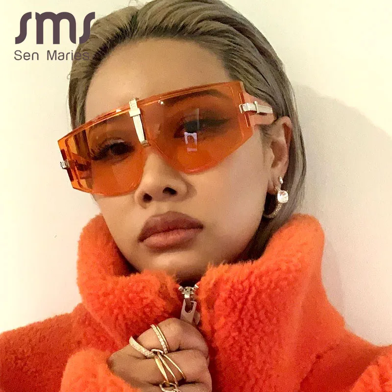 Солнцезащитные очки унисекс винтажные в крупной оправе с прозрачными линзами UV400