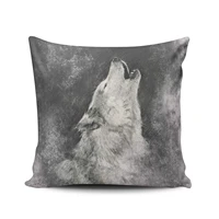 bedroom custom decor wolf howling on gray throw pillow cover elegant design double sides printed patterning square