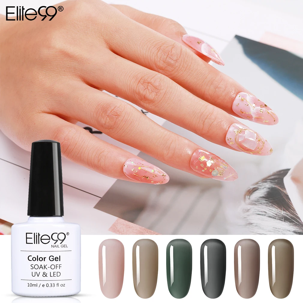 Elite99 10 мл Желейный Гель лак для ногтей полупрозрачный серый гелиевый гель дизайна