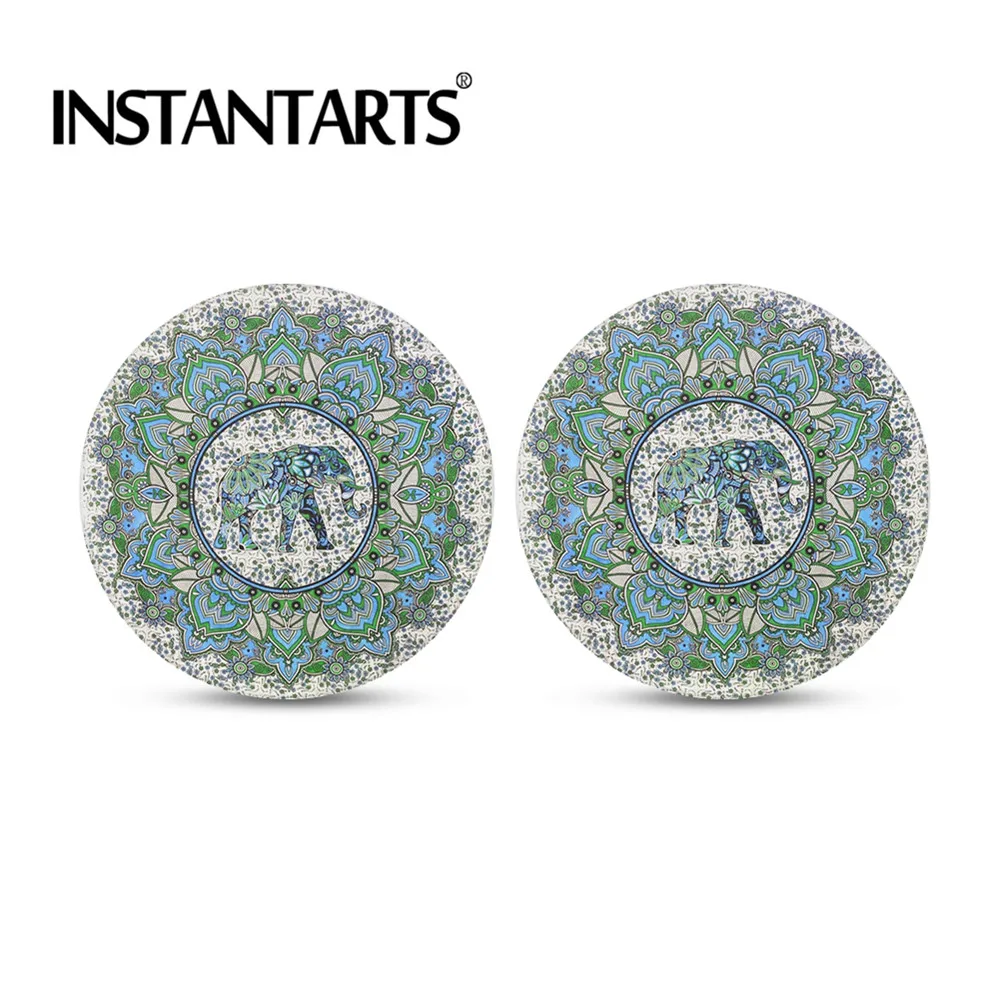 

INSTANTARTS Anti Slip Coaster Mat Accessories for Most Cars Universal Fit Traditional African Mandala Set of 2 Car Coasters Mats
