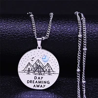 landscape mountain moonstone stainless steel necklaces womenmen silver color tourism charm necklaces jewelry gift nxh1203s04