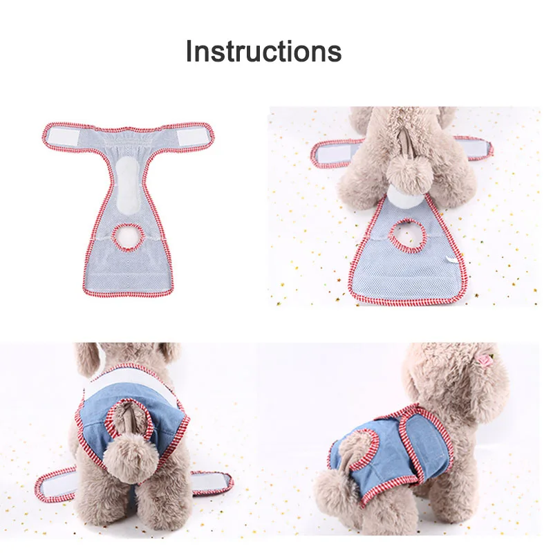 Моющиеся подгузники для собак дышащая сетчатая подкладка джинсовые Премиум