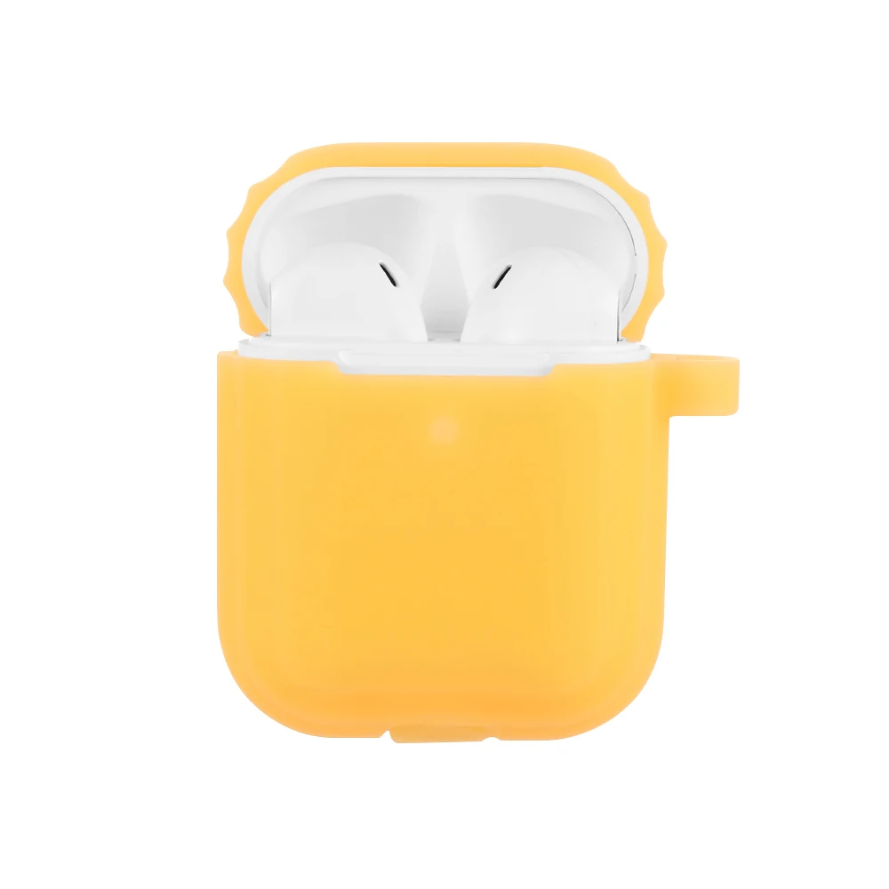 Цвет: желтый Светящийся силиконовый чехол для Air Pods, защитная крышка для наушников, чехол для Airpods, противоударный чехол, защита от потери - Цвет: Цвет: желтый